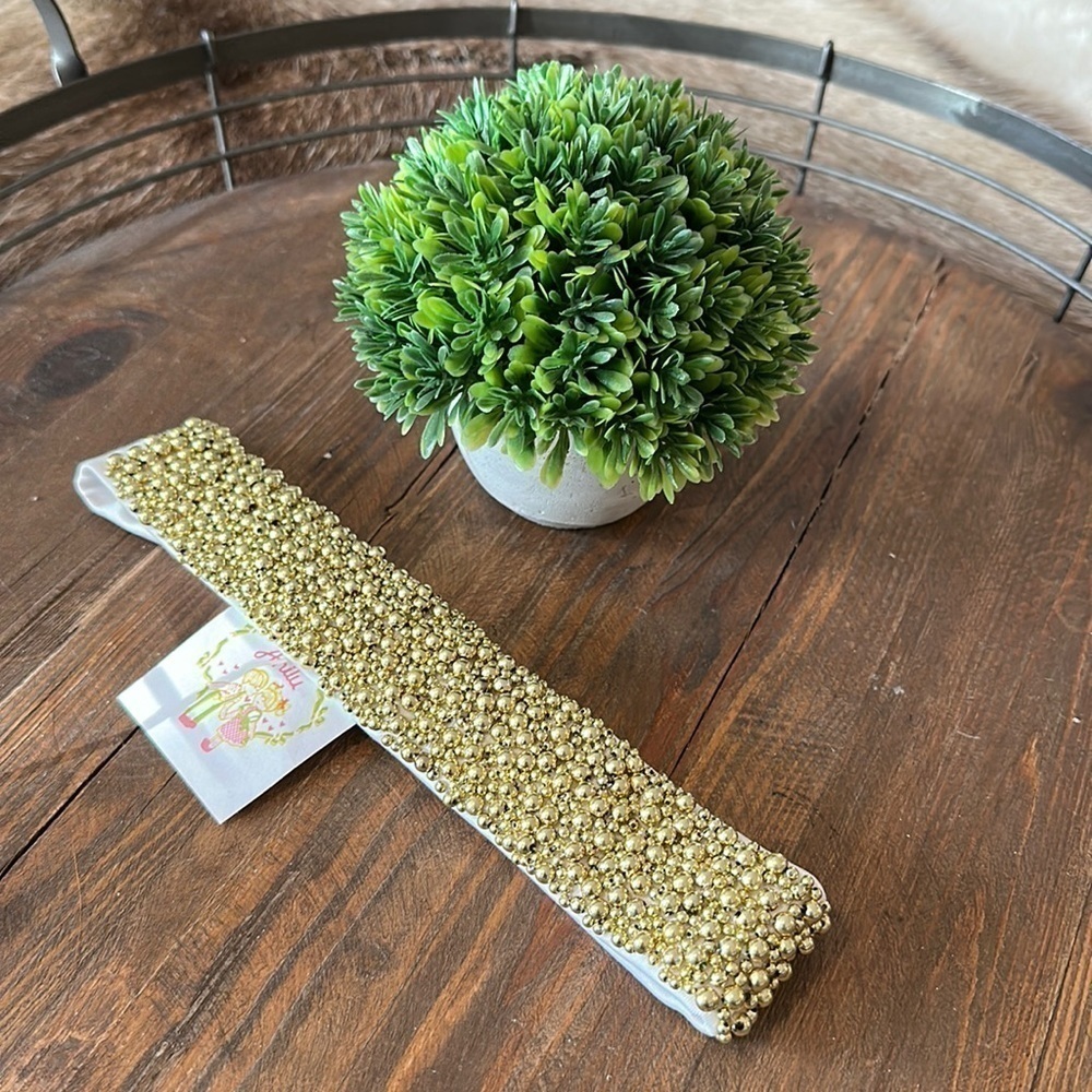 Gold Beaded Elastic Headband
